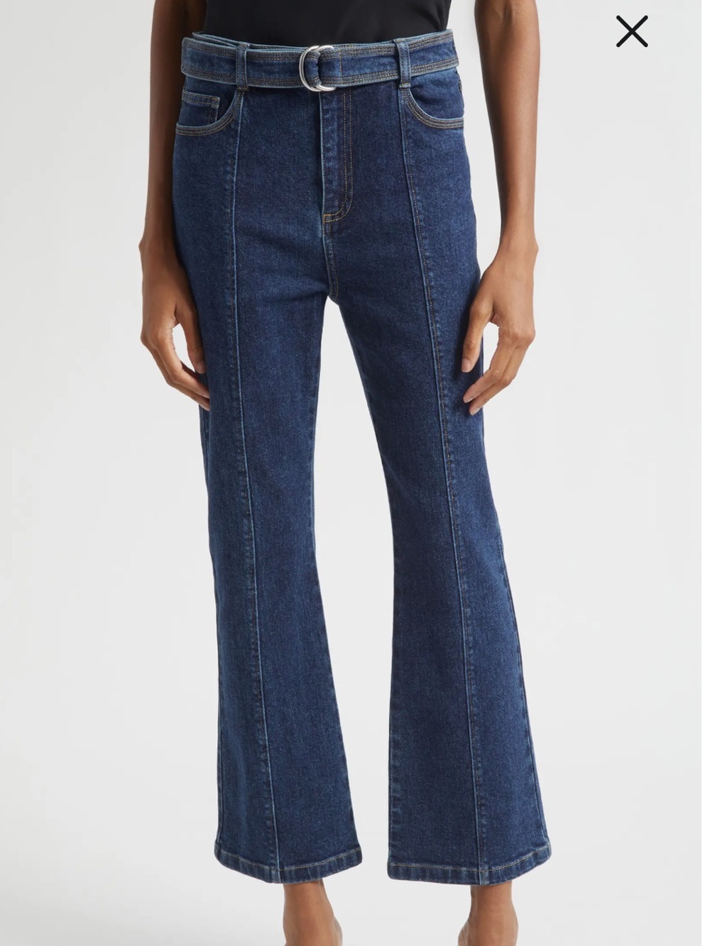 cinq a sept Indigo High-Rise Flare Jeans with Belt
